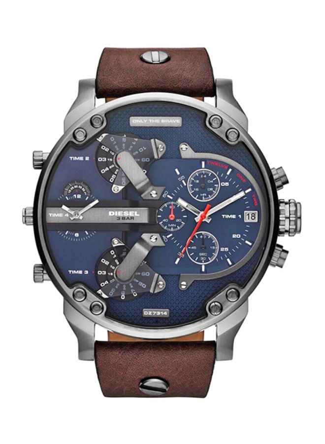 DIESEL Men's Mr. Daddy 2.0 Round Shape Leather Band Chronograph Wrist Watch 57 mm - Brown - DZ7314 - Image 1