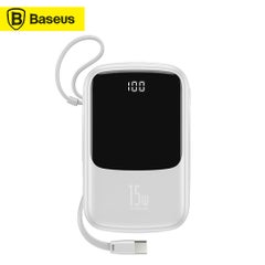 بيسوس شاحن هاتف محمول 10000 مللي أمبير في الساعة USB-C شاحن محمول صغير باور بانك شحن سريع مع كابل مدمج من النوع C 15 وات PD شحن سريع لأجهزة هواوي وسامسونج وشاومي وأندرويد -  - Image 1