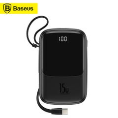 Baseus 10000 mAh Q Pow Digital Display 3A Power Bank With Type-C Charging Cable Black  - Image 1