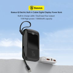 Baseus 10000 mAh Q Pow Digital Display 3A Power Bank With Type-C Charging Cable Black  - Image 5