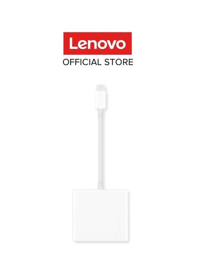 Lenovo - USB-C 3-in-1 Simple Plug And Play Travel Hub White - Image 1