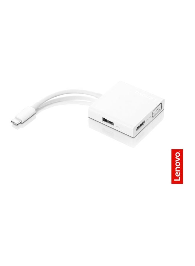 Lenovo - USB-C 3-in-1 Simple Plug And Play Travel Hub White - Image 1