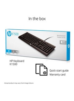 إتش بي لوحة مفاتيح USB سلكية طراز K1500 أسود  - Image 5
