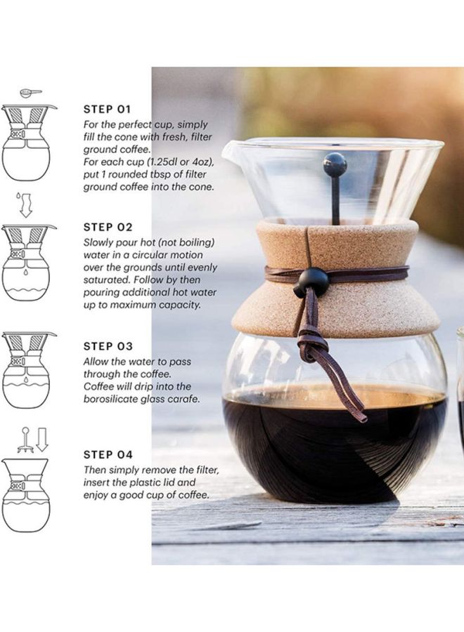 bodum - Pour Over Coffee Maker With Cork 1.0 L BD-11571-109 Clear/Black - Image 1