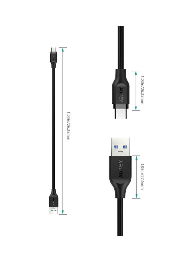 Aukey CB-CMD3 USB C to USB A Quick Charging 1M PVC Cable Compatible with Google Pixel, Apple MacBook, Chromebook Pixel, Dell XPS 13 & 15, HP Elite x2 LG G5, HTC 10.(pack of 3) - Black - Image 2