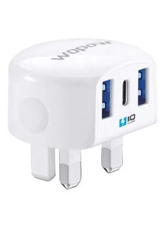 وبو شاحن جداري IQ معزز للطاقة بمنفذي USB أبيض  - Image 1