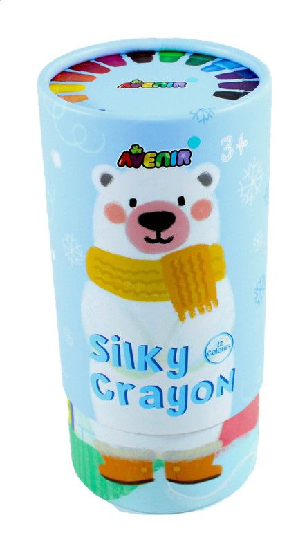 Avenir 12-Color Bear Printed Silky Crayon Can