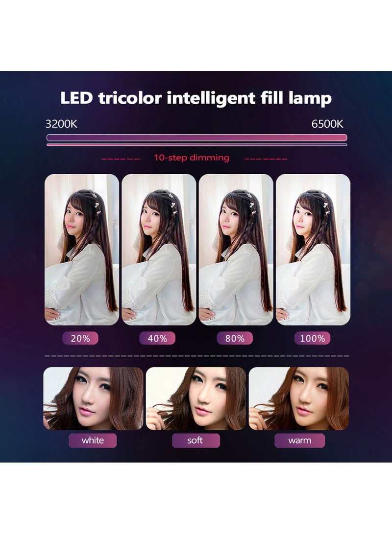 LED Selfie Adjustable Photography Ring Light With Mobile Phone Bracket Black - Image 2