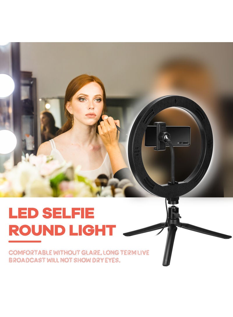 LED Selfie Adjustable Photography Ring Light With Mobile Phone Bracket Black - Image 4