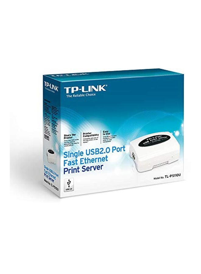 TP-LINK - USB2.0 Single Port Fast Ethernet Print Server White - Image 1