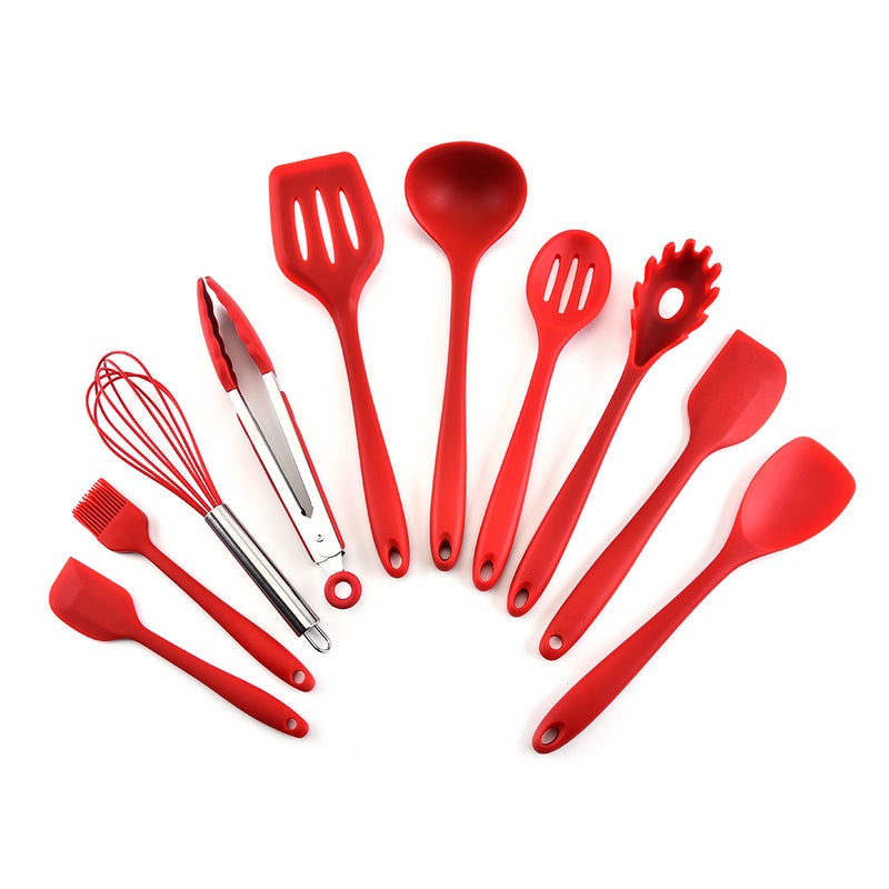 طقم أدوات مطبخ مكون من 10 قطع أحمر 31.7x7.5x9.8سم - Image 1