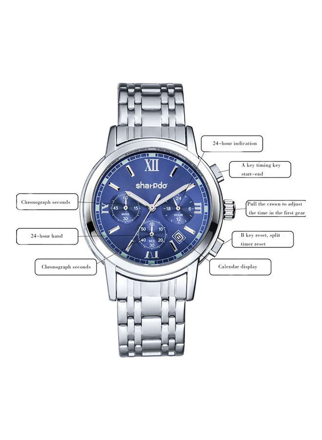 Sharpdo Men's Stainless Steel Chronograph Watch - 41 mm - Silver - Image 5