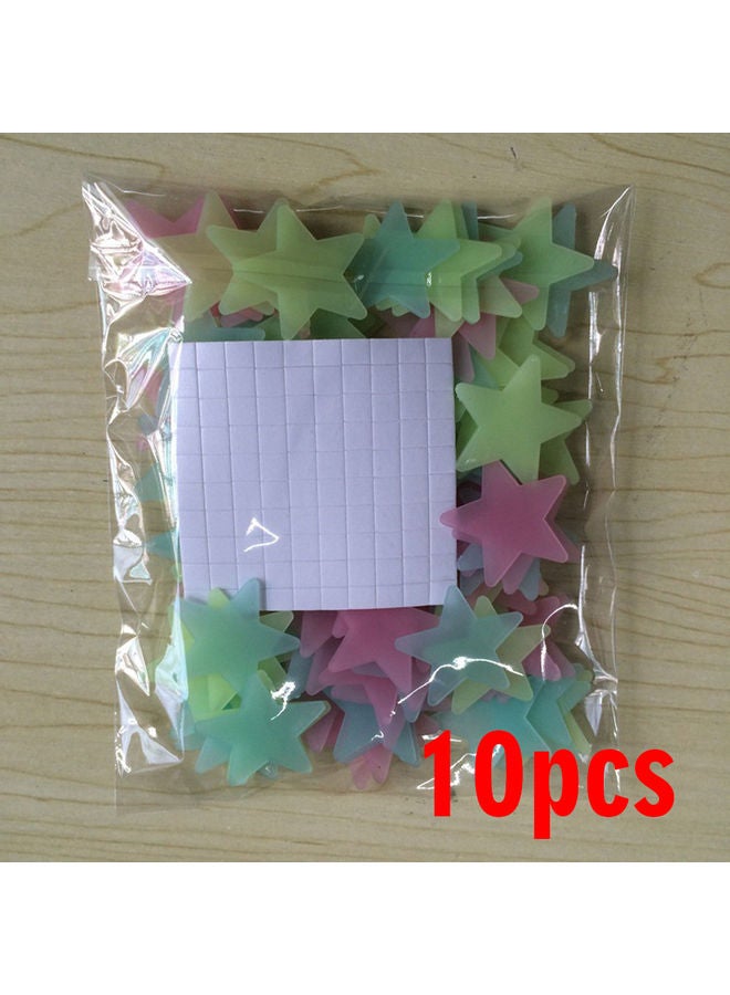 10-Piece Noctilucent Star Shape Stickers Green/Blue/Pink 15.00x0.50x6.00cm - Image 1