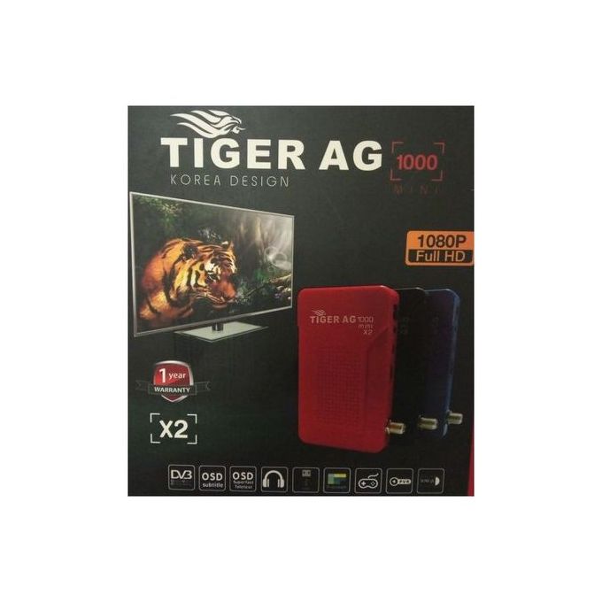 TIGER - Mini X2 Full HD Satellite Receiver With Free Wifi Adapter 1000 Black - Image 1