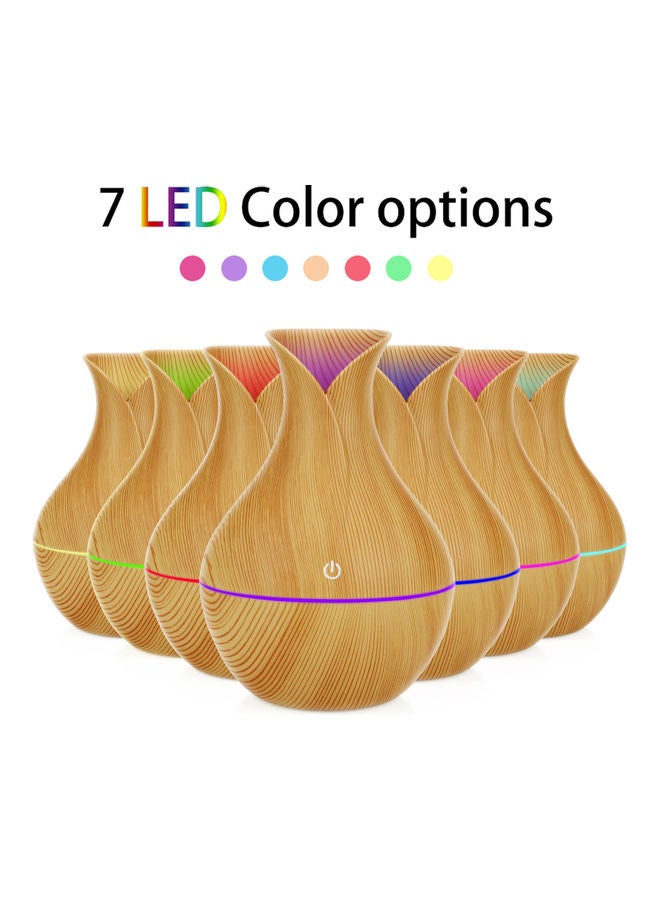 ماركة غير محددة - موزع زيوت عطرية بإضاءة LED مزود بمنفذ USB سعة 130 مل خشبي داكن - Image 1