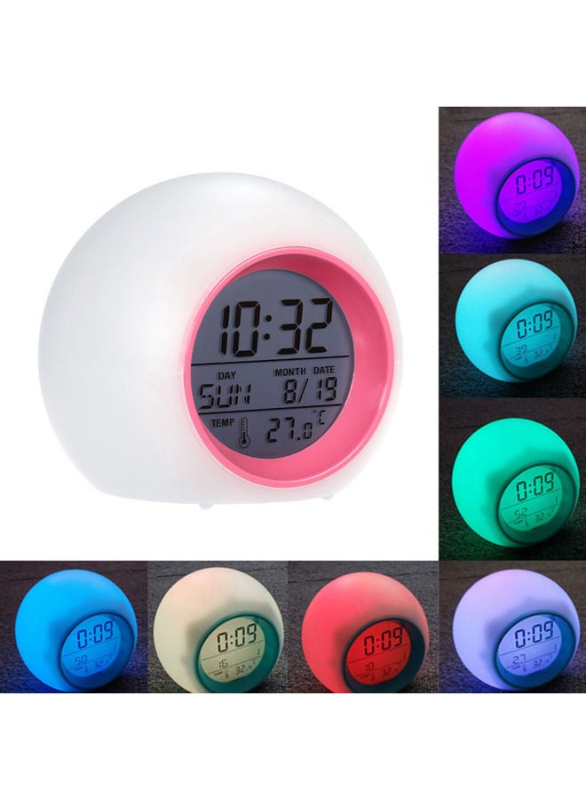 Generic - Colour Changing LED Digital Alarm Clock Pink/White 15x12x13cm - Image 1