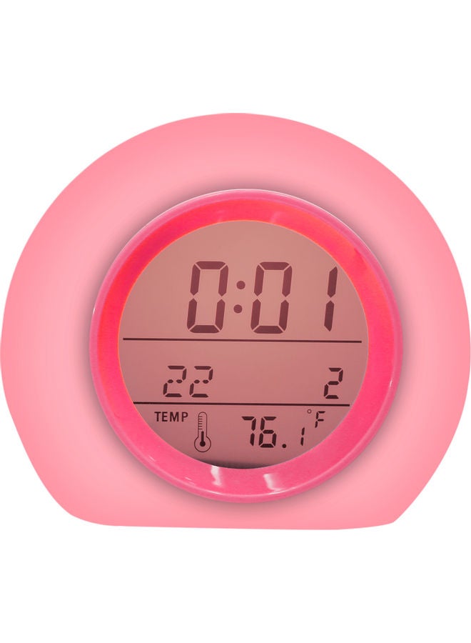 Generic - Colour Changing LED Digital Alarm Clock Pink/White 15x12x13cm - Image 1