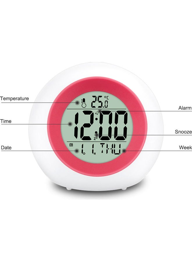 Generic - Colour Changing LED Digital Alarm Clock Pink/White 15x12x13cm - Image 1