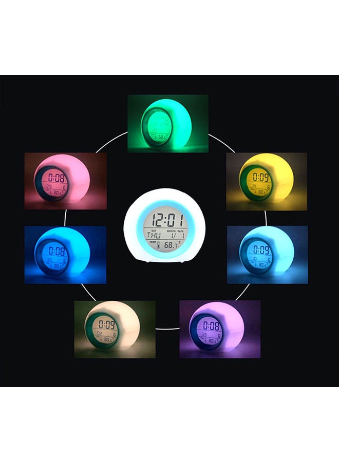 Generic - Colour Changing LED Digital Alarm Clock Pink/White 15x12x13cm - Image 1
