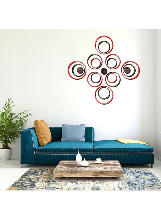 19 قطعة من ملصقات ثلاثية الأبعاد من الأكريليك بتصميم عاكس مستدير الشكل أحمر وأسود 15.00x0.50x15.00سم - Image 5