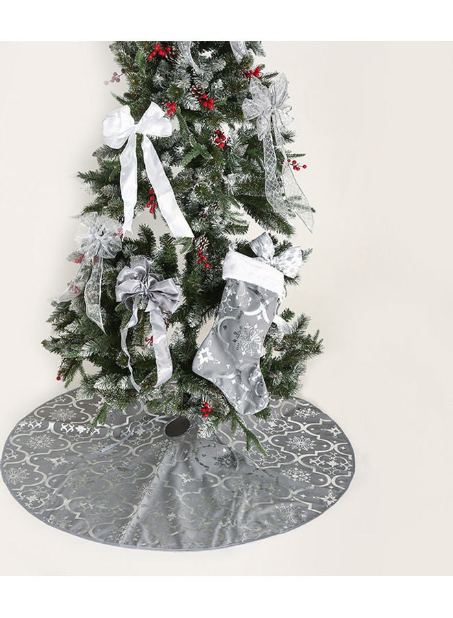 3-Piece Tree Skirt With Mat And Socks Ornaments Grey 47.2inch - Image 3