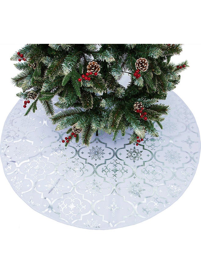 3-Piece Tree Skirt With Mat And Socks Ornaments White 47.2inch - Image 2