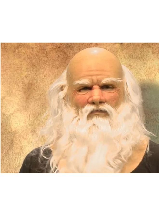Halloween Old Man Beard Mask White/Beige 20.00 x 5.00 x 14.00cm