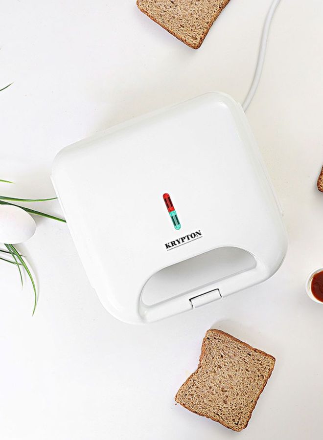 KRYPTON - 2 Slice Sandwich Maker with Cool Touch Handle, Indicator Light, Automatic Temperature Control and Non-Stick  Coating Plate and Compact Size KNSM6063 White/Black - Image 1