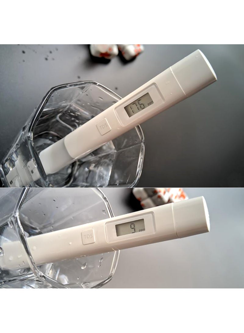 مقياس TDS رقمي محمول بتصميم على شكل قلم لقياس نقاء الماء PAA0726_P أبيض