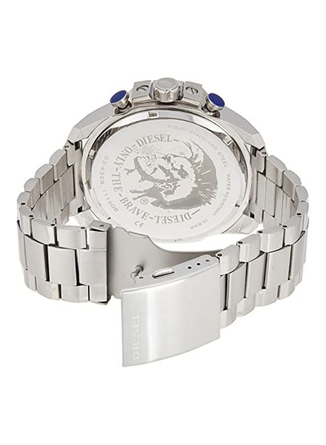 ديزل ساعة يد ميجا شيف دائرية الشكل بعقارب وسوار من الستانلس ستيل مقاس 59 مم - لون فضي - طراز DZ4328 للرجال - Image 2