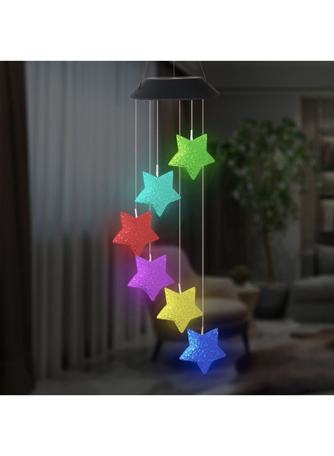 LED Star Style Solar Wind Chime Lamp Multicolour 75cm  - Image 2