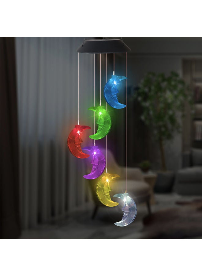LED Moon Style Solar Wind Chime Lamp Multicolour 81cm  - Image 2