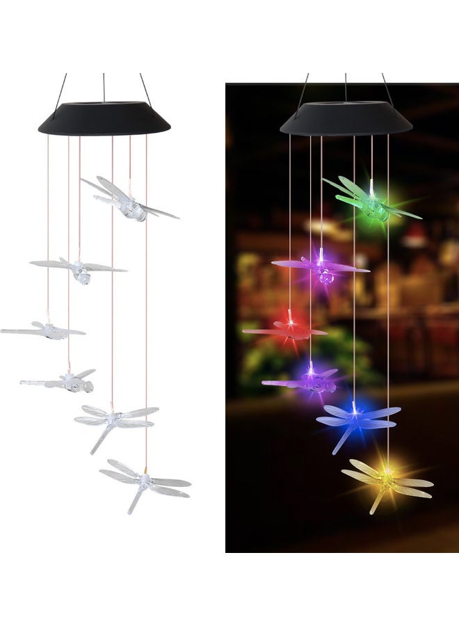 LED Dragonfly Style Solar Wind Chime Lamp Multicolour 65cm  - Image 1
