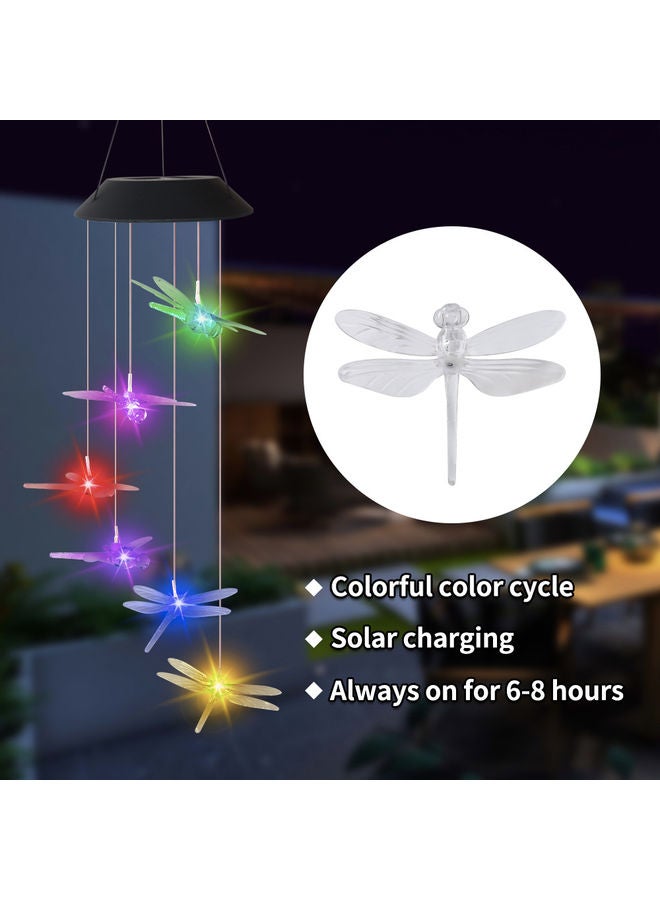 LED Dragonfly Style Solar Wind Chime Lamp Multicolour 65cm  - Image 2