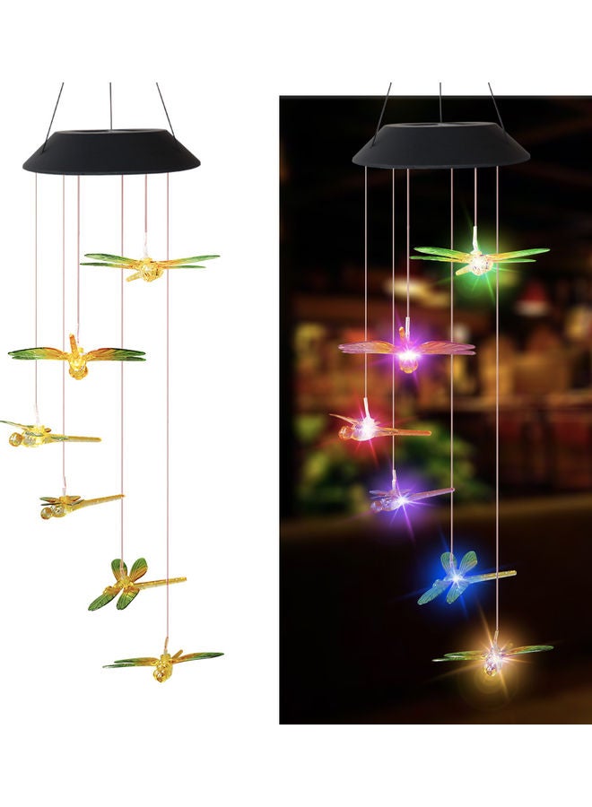 LED Dragonfly Solar Wind Chime Lamp Multicolour 65cm  - Image 1