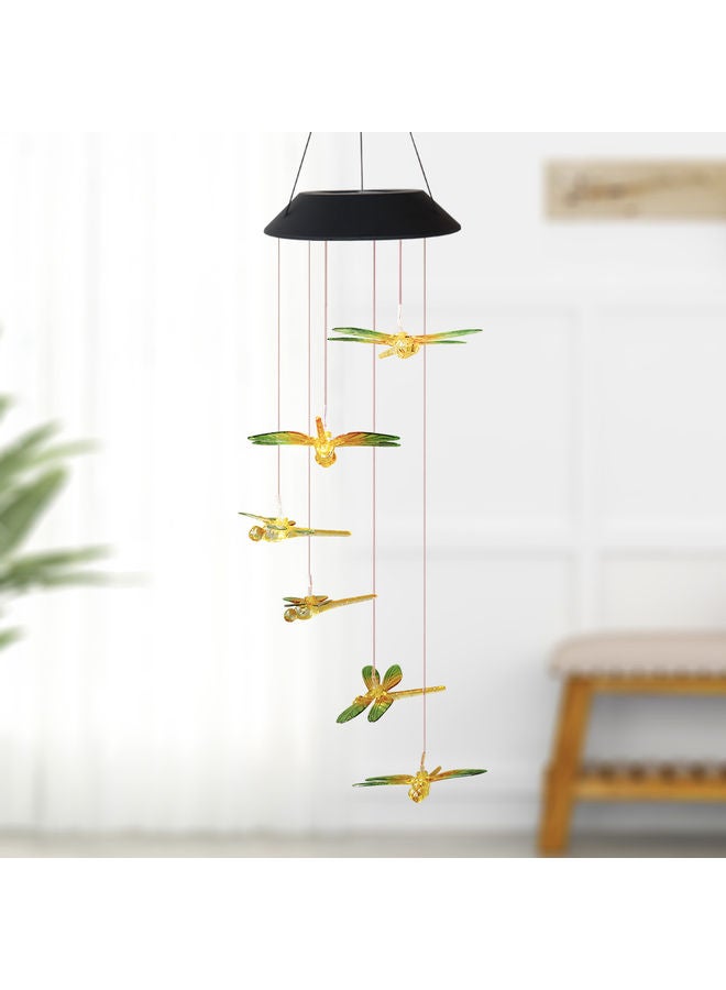 LED Dragonfly Solar Wind Chime Lamp Multicolour 65cm  - Image 2