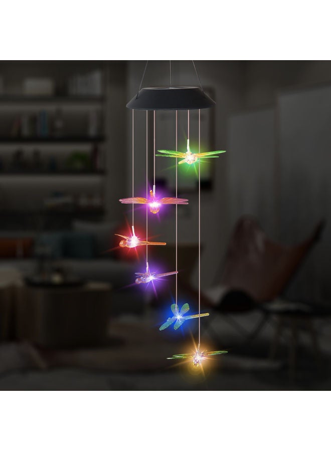 LED Dragonfly Solar Wind Chime Lamp Multicolour 65cm  - Image 3