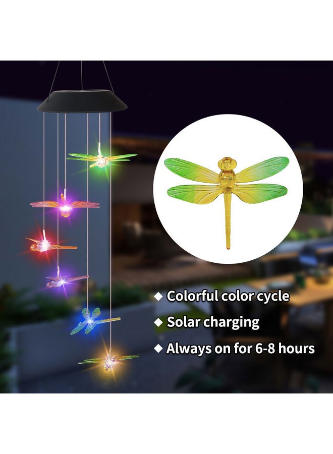 LED Dragonfly Solar Wind Chime Lamp Multicolour 65cm  - Image 4