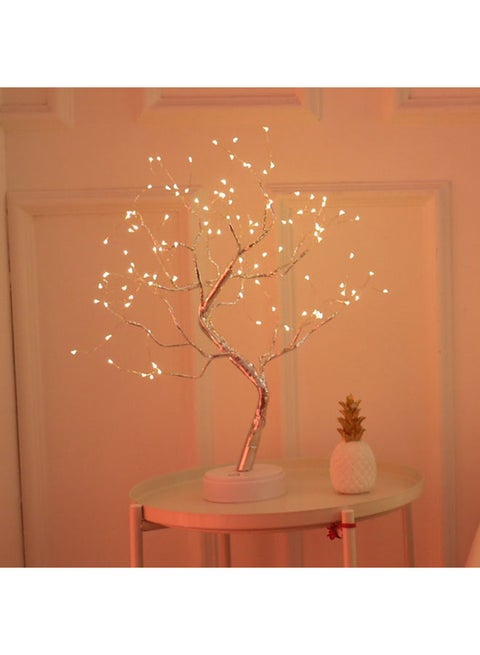 شجرة عيد ميلاد بإضاءة LED مع مفتاح لمس أبيض/فضي 33x4x17سم