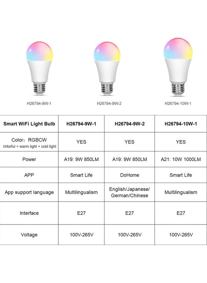 Generic - Smart WiFi Light Bulb Multicolour 14.10x7.50x7.50cm - Image 1