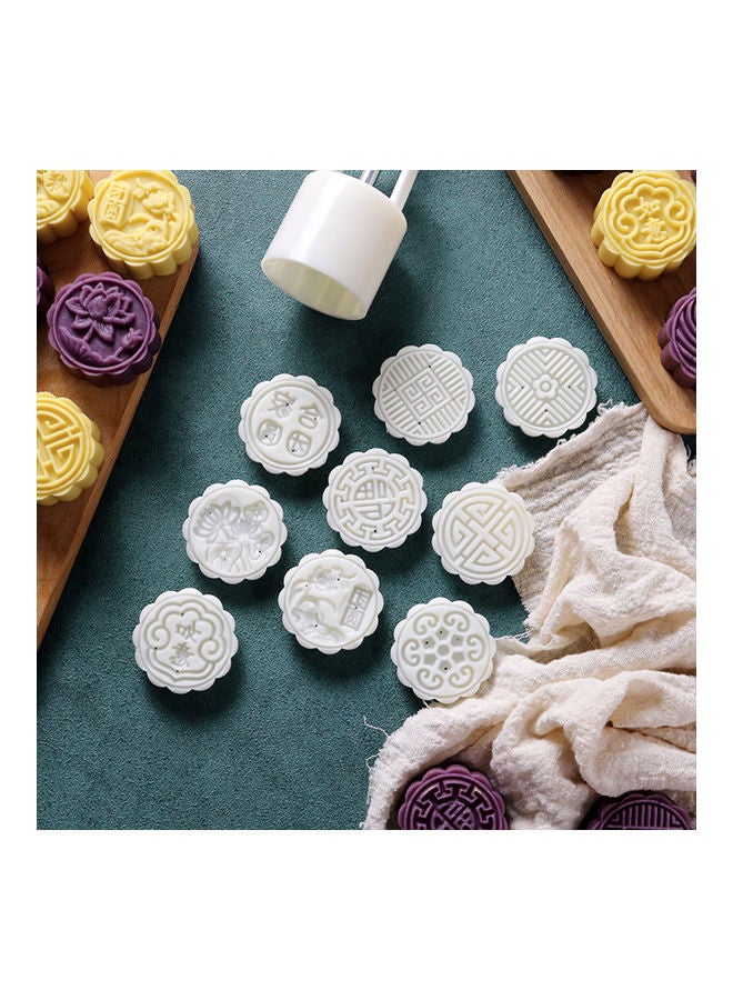 Mid-Autumn Festival Moon Cake Making Mold With 4 Stamp White/Beige/Silver 14 x 5 x 5cm - Image 5