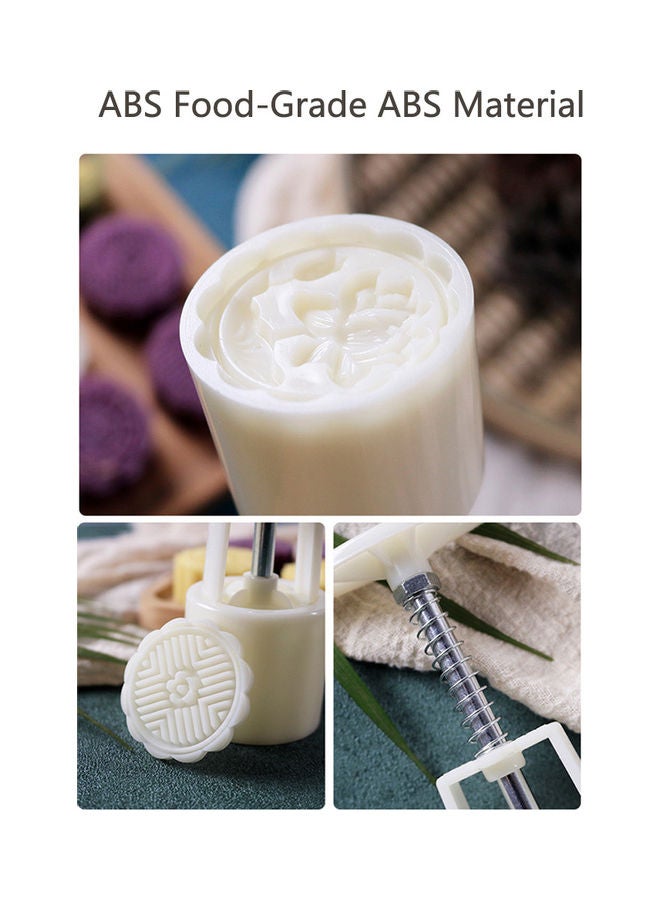 Mid-Autumn Festival Moon Cake Making Mold With 3 Stamp White/Beige/Silver 14 x 5 x 5cm - Image 5