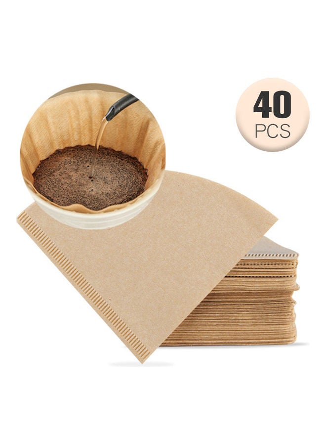 Generic - 40-Piece V Shaped Coffee Dripper Cone Paper Filter Beige 18 x 3 x 15cm - Image 1