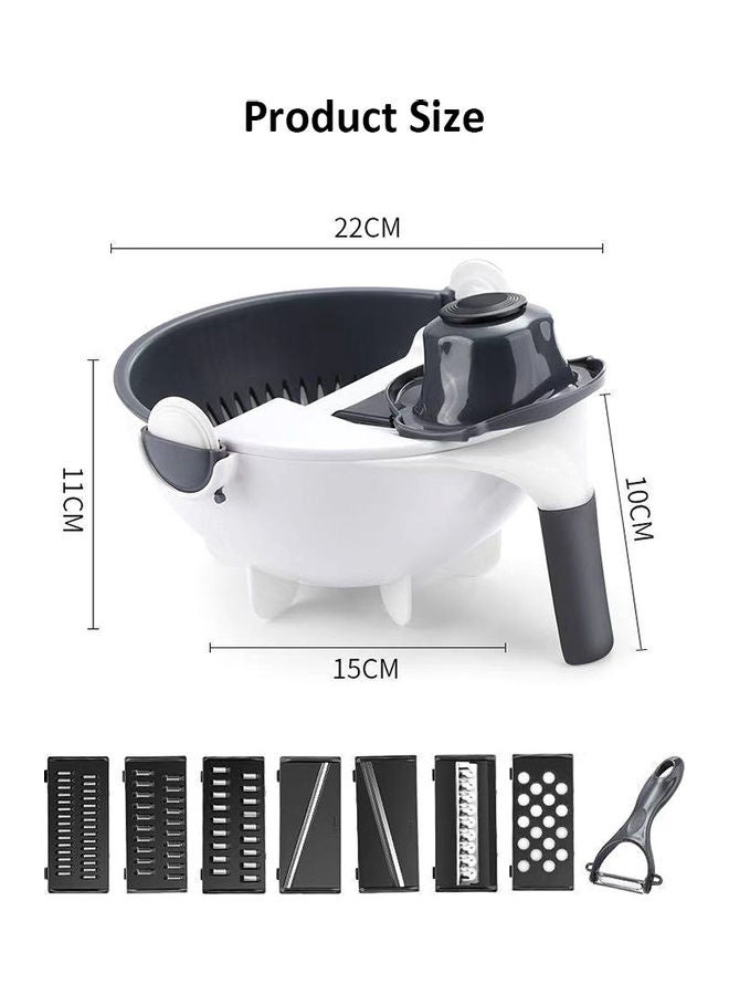 قطاعة خضراوات متعددة الوظائف مع سلة أسود/ أبيض 23 x 13.50 x 23سم - Image 3
