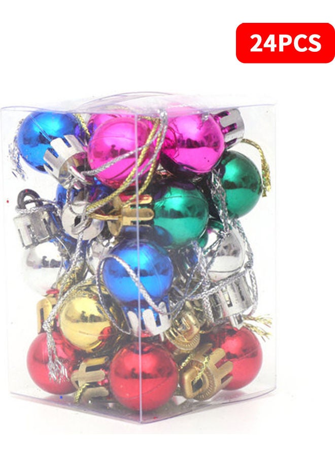 24-Piece Decorative Christmas Tree Hanging Ball Set Multicolour 5 x 5cm