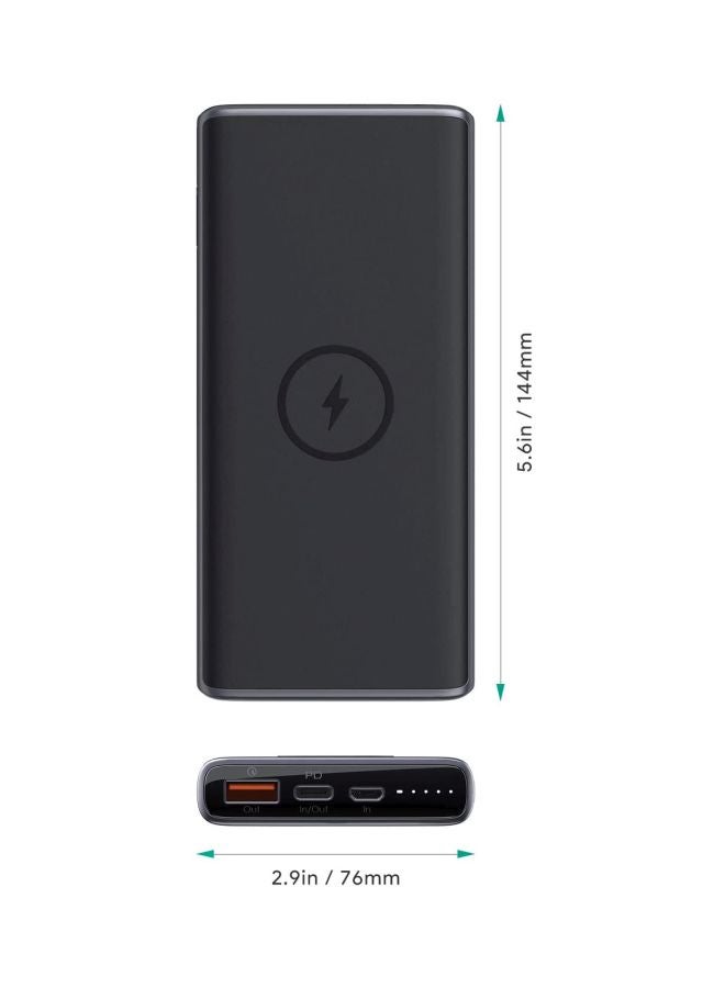 Aukey - 10000.0 mAh USB-C And QC 3.0 Sprint Wireless Charging PD Power Bank,PB-Y32 Black - Image 1