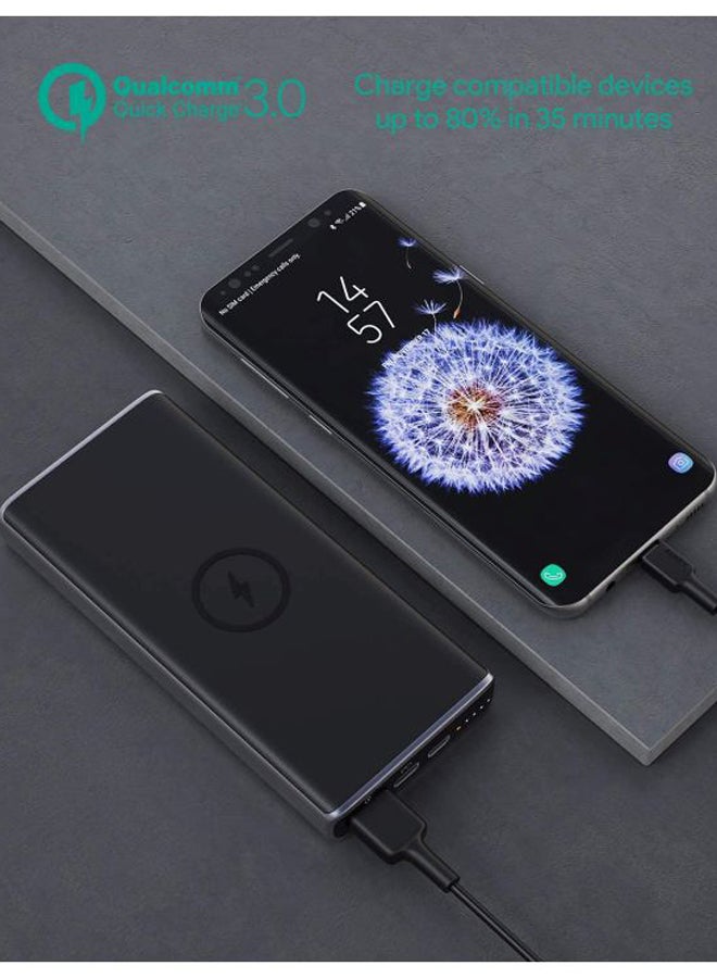 Aukey - 10000.0 mAh USB-C And QC 3.0 Sprint Wireless Charging PD Power Bank,PB-Y32 Black - Image 1