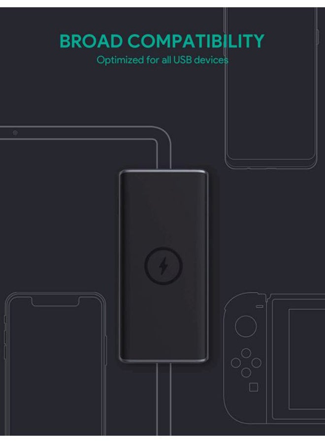 Aukey - 10000.0 mAh USB-C And QC 3.0 Sprint Wireless Charging PD Power Bank,PB-Y32 Black - Image 1