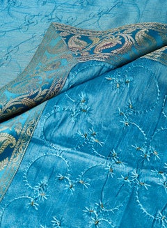 Ikras 4-Piece Embroidered Runner With Placemat And Tissue Box Set Blue 50x100cm  - Image 2