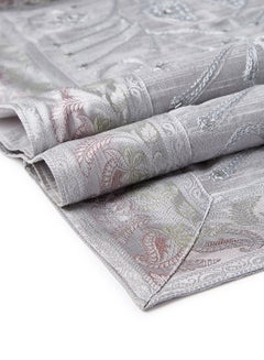 Ikras 5-Piece Embroidered Placemat and Table Runner Set Silver  - Image 3